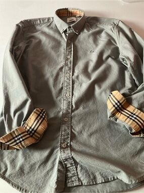 Burberry Mens SZ S Gray Long-Sleeve Button-Down Shirt